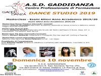 9 NOVEMBRE 2019 / Dance Studio 2019 con Gaddidanza. Domenica 10 novembre masterclass a La Fontina