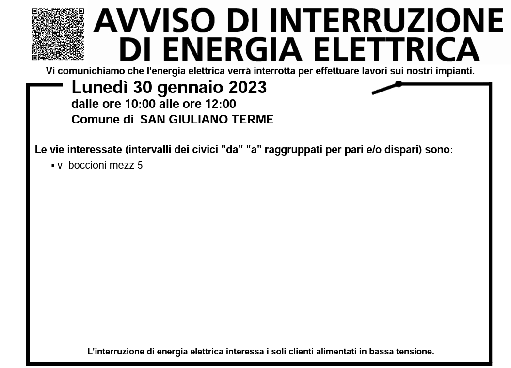 Avviso interruzione energia elettrica